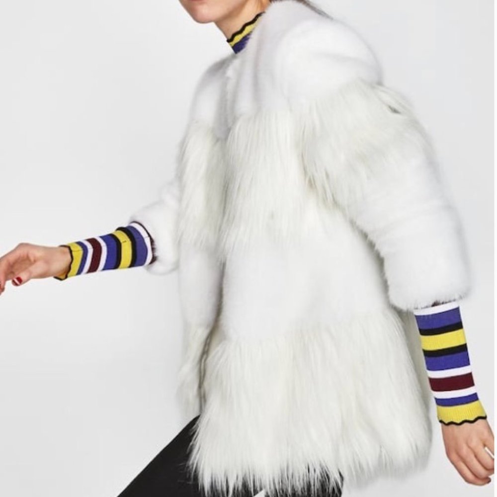 🎉 HP 🎉 NEW Zara Faux Fur White Teddy Coat - Picture 3 of 8